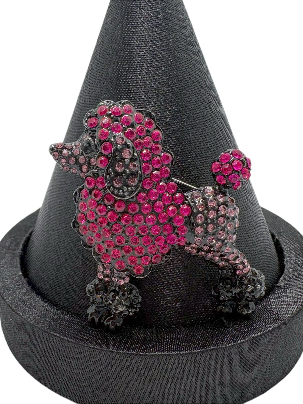 Pink Poodle Rhinestone Brooch Pin - Picture 2 of 2
